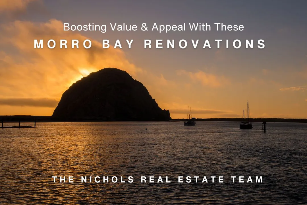 Sunset silhouette of Morro Rock over the bay with sailboats in the foreground, supporting insights on top Morro Bay renovations.